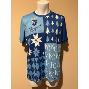 Kansas City Royals MLB Baseball Crew Neck T Shirt Mens Medium Blue White Tree KC
